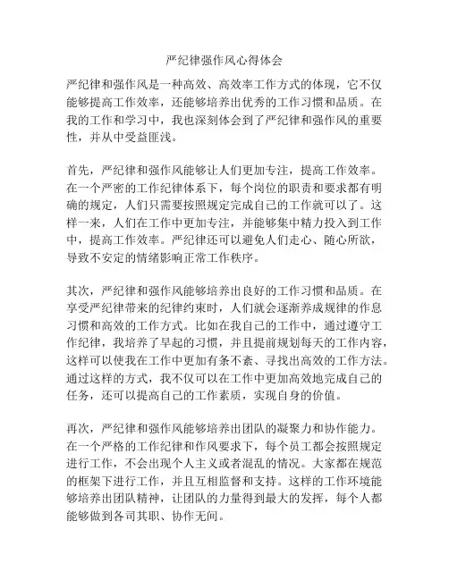 严纪律强作风心得体会