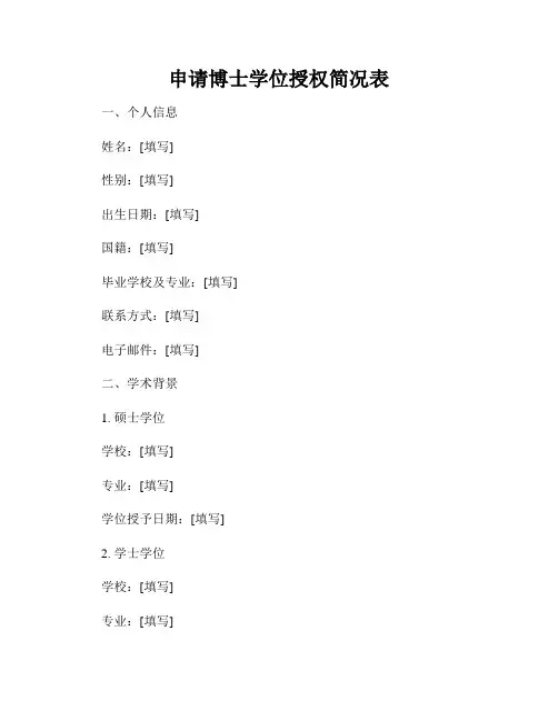 申请博士学位授权简况表