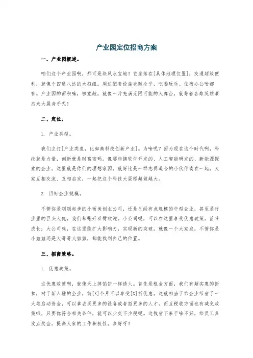 产业园定位招商方案
