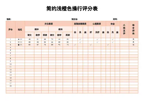 简约浅橙色操行评分表(标准版)