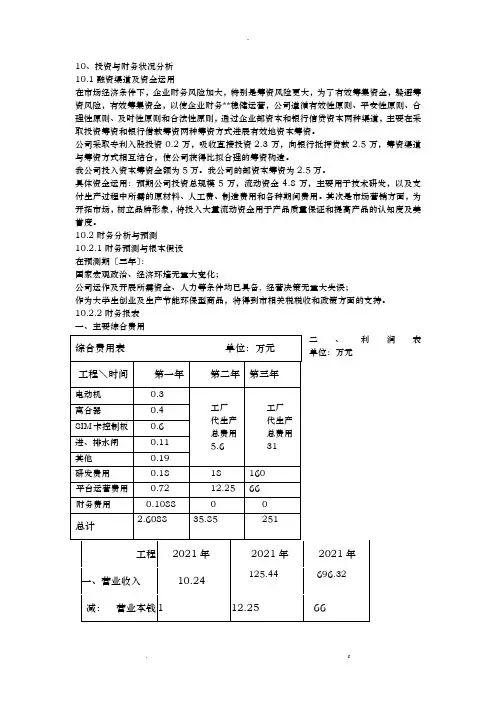 融资财务状况分析样表