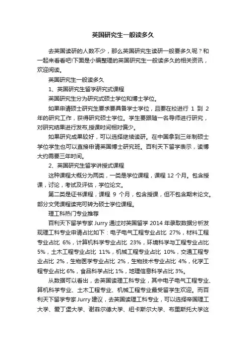 英国研究生一般读多久