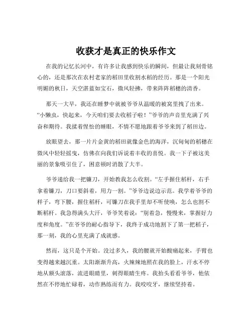 收获才是真正的快乐作文