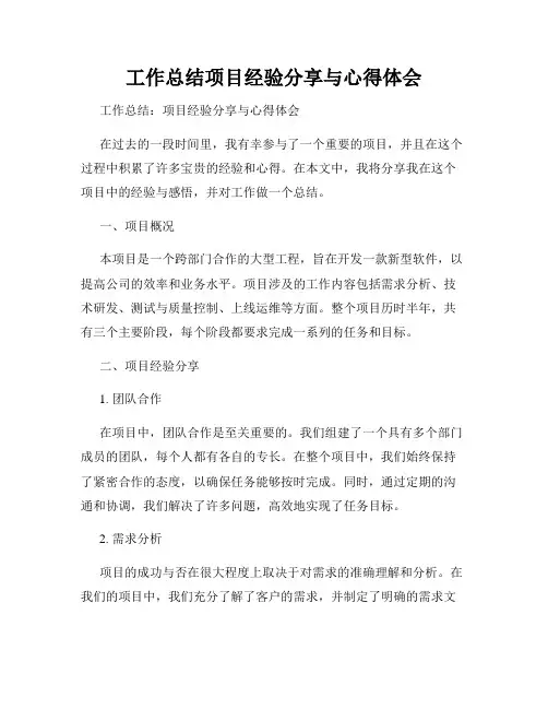 工作总结项目经验分享与心得体会