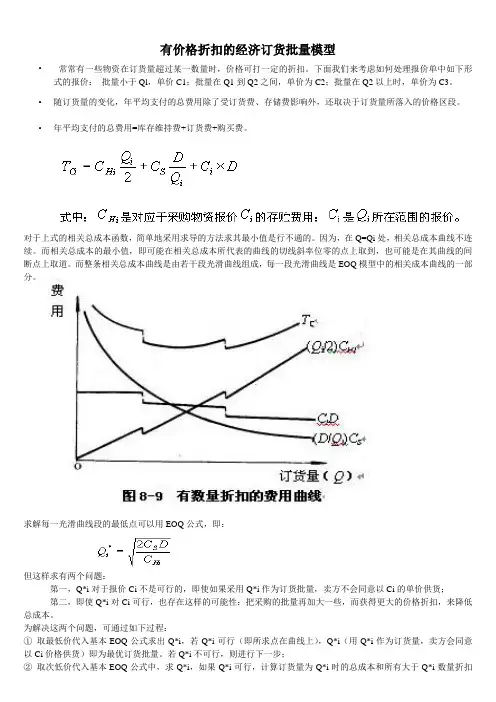 有价格折扣的经济订货批量模型