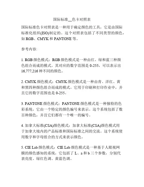 国际标准__色卡对照表