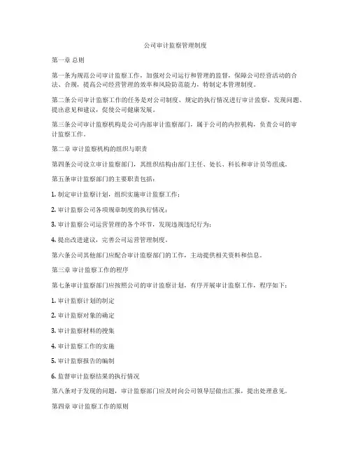 公司审计监察管理制度