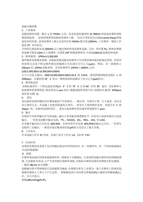 晶振关键参数