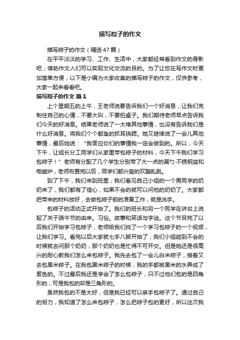 描写粽子的作文（精选47篇）