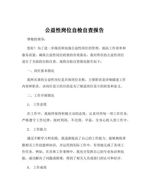 公益性岗位自检自查报告