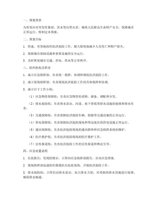 排涝应急处置预案方案范文