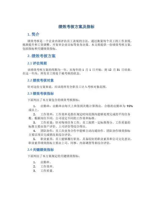 绩效考核方案及指标