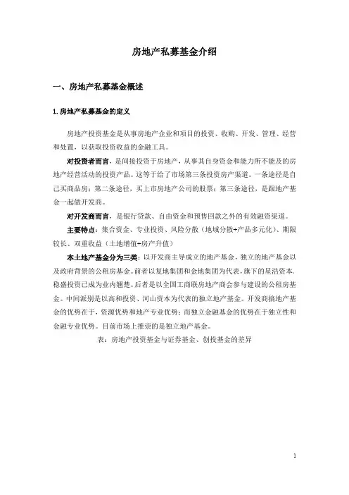 房地产私募基金介绍