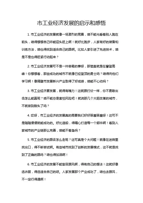 市工业经济发展的启示和感悟