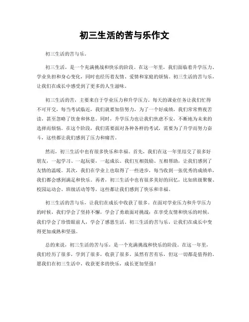 初三生活的苦与乐作文