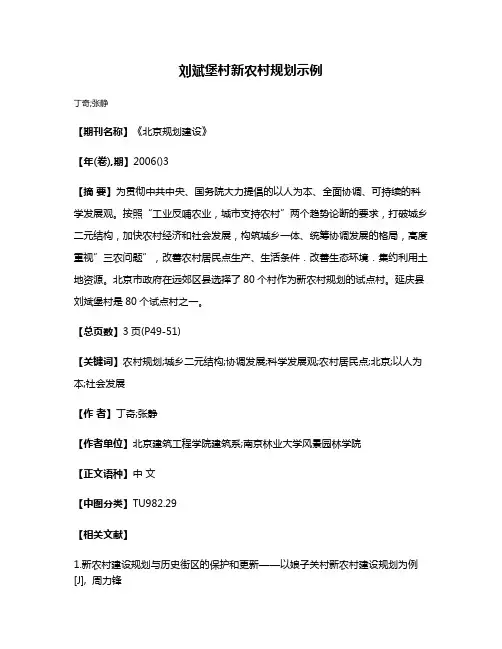 刘斌堡村新农村规划示例