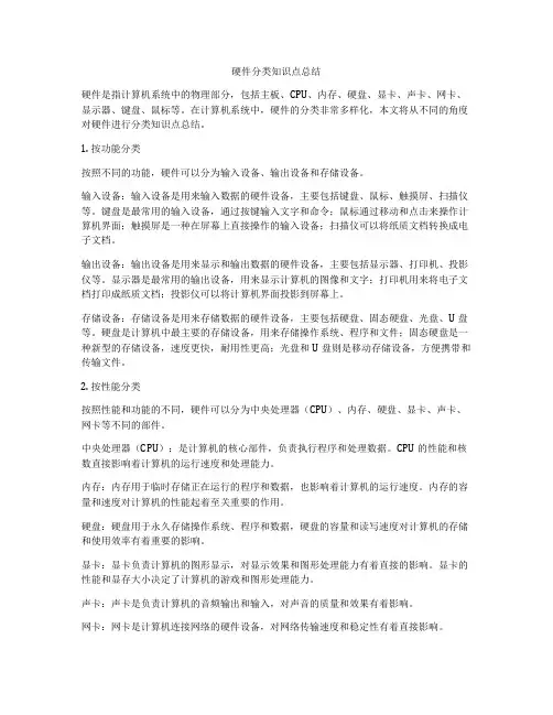 硬件分类知识点总结