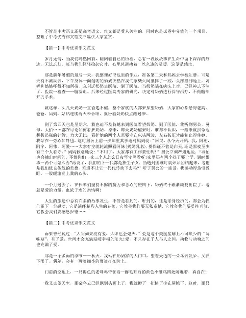 中考优秀作文范文：爱的力量