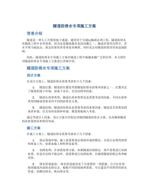 隧道防排水专项施工方案