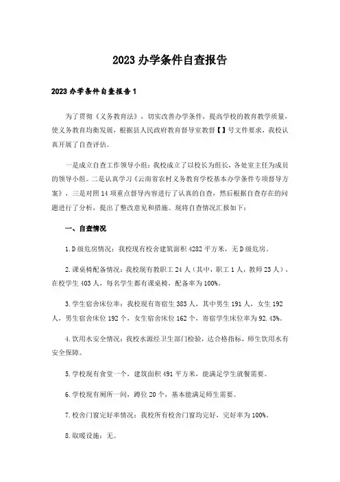 2023办学条件自查报告