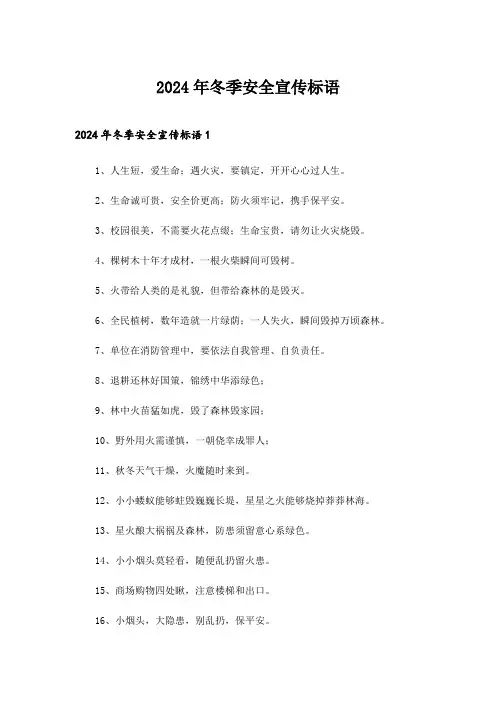 2024年冬季安全宣传标语_1