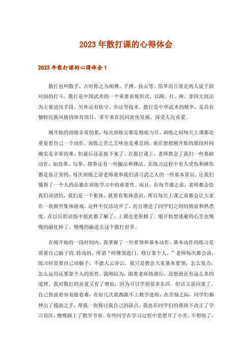 2023年散打课的心得体会