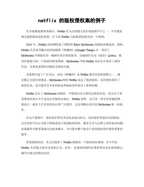 netflix 的版权侵权案的例子