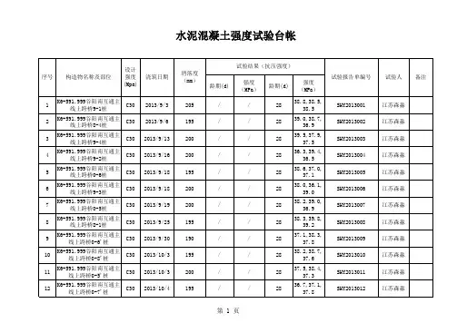 桥涵结构物现场检测试验台账