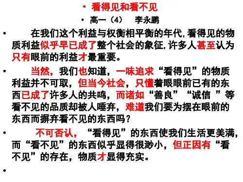 看得见与看不见(优秀作文)
