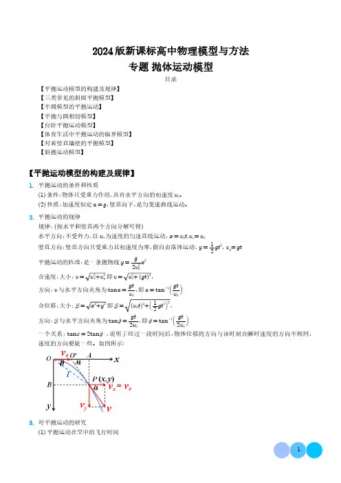2024届新课标高中物理模型与方法：抛体运动模型(解析版)