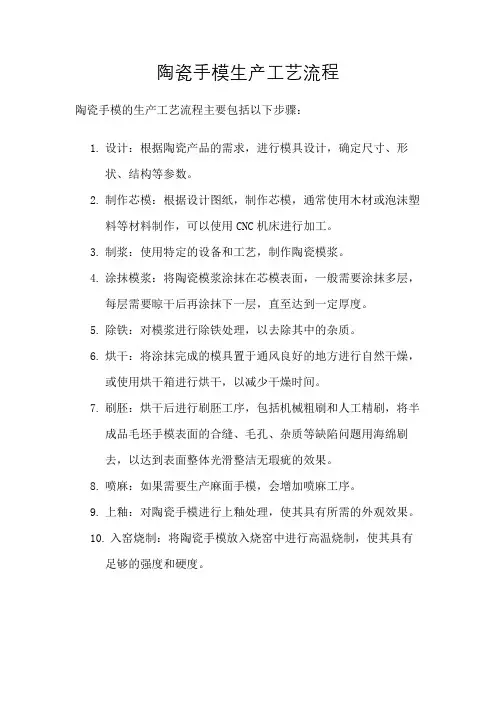 陶瓷手模生产工艺流程