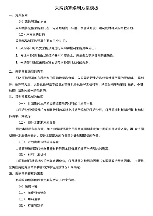 采购预算编制方案模板