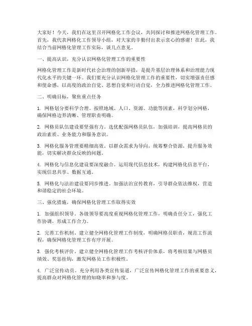 网格化工作领导发言稿