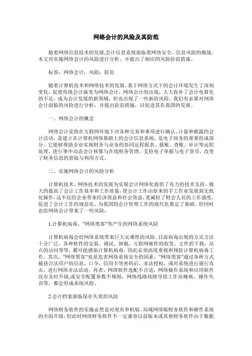 网络会计的风险及其防范