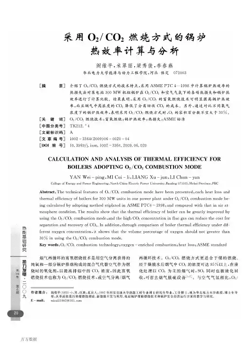 CO2燃烧方式的锅炉热效率计算与分析