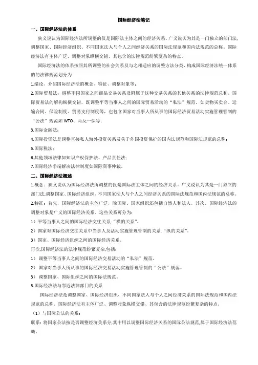 马荣丽国际经济法考试笔记