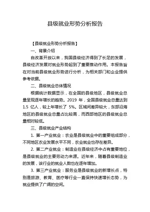 县级就业形势分析报告