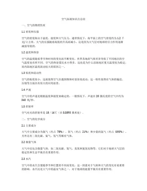 空气拓展知识点总结