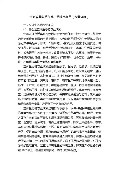 生态农业与沼气池三沼综合利用（专业详细）