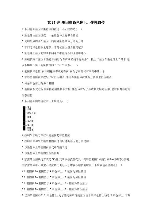 2021年高考生物一轮复习第17讲基因在染色体上伴性遗传跟踪练含解析.doc