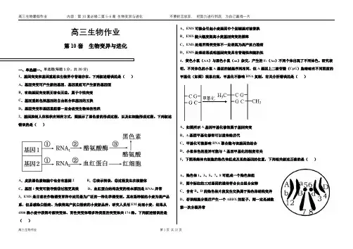 2023届高三决胜新高考生物暑假必刷密卷第十套试题及答案