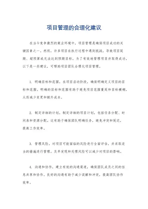 项目管理的合理化建议