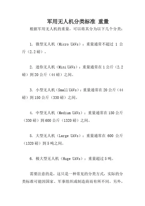 军用无人机分类标准 重量