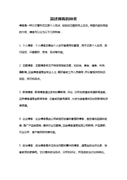 简述博客的种类