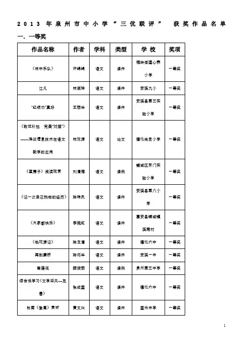 关于泉州市中小学“三优联评”