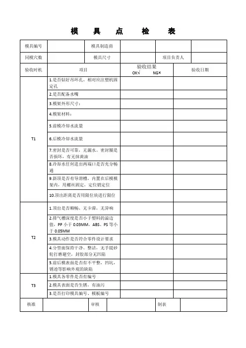 塑胶模具点检表