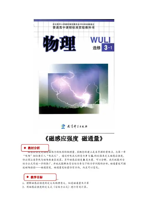 高中物理教科版选修(3-1)3.3 教学设计 《磁感应强度 磁通量》(教科版)