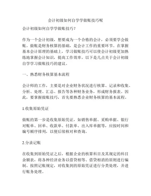 会计初级如何自学学做账技巧呢