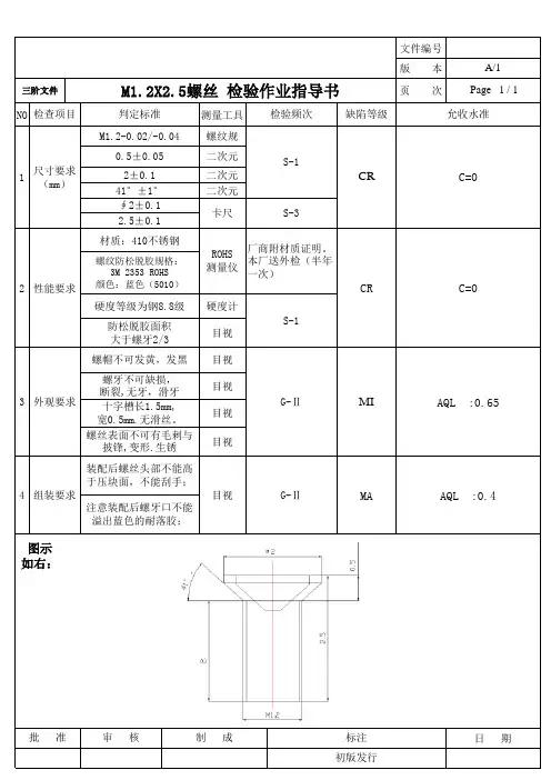 螺丝检验作业指导书(参考)