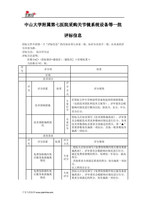 关节镜系统设备招投标书范本